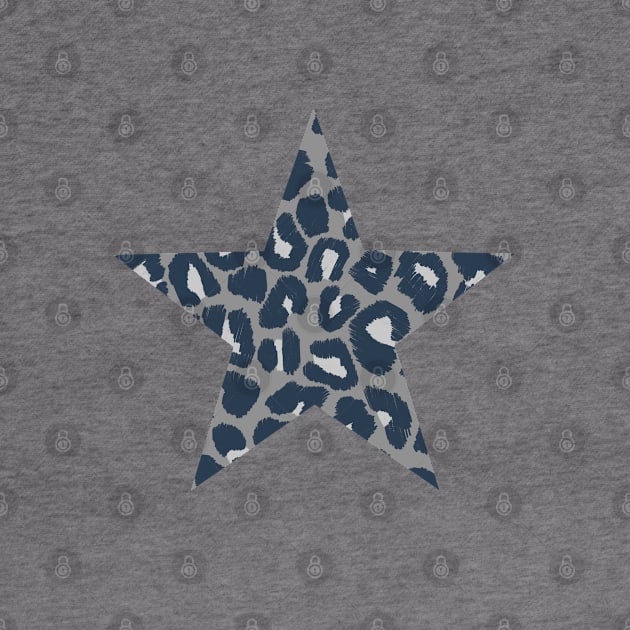 Textured Grey and Blue Coloured Leopard Print Star by OneThreeSix